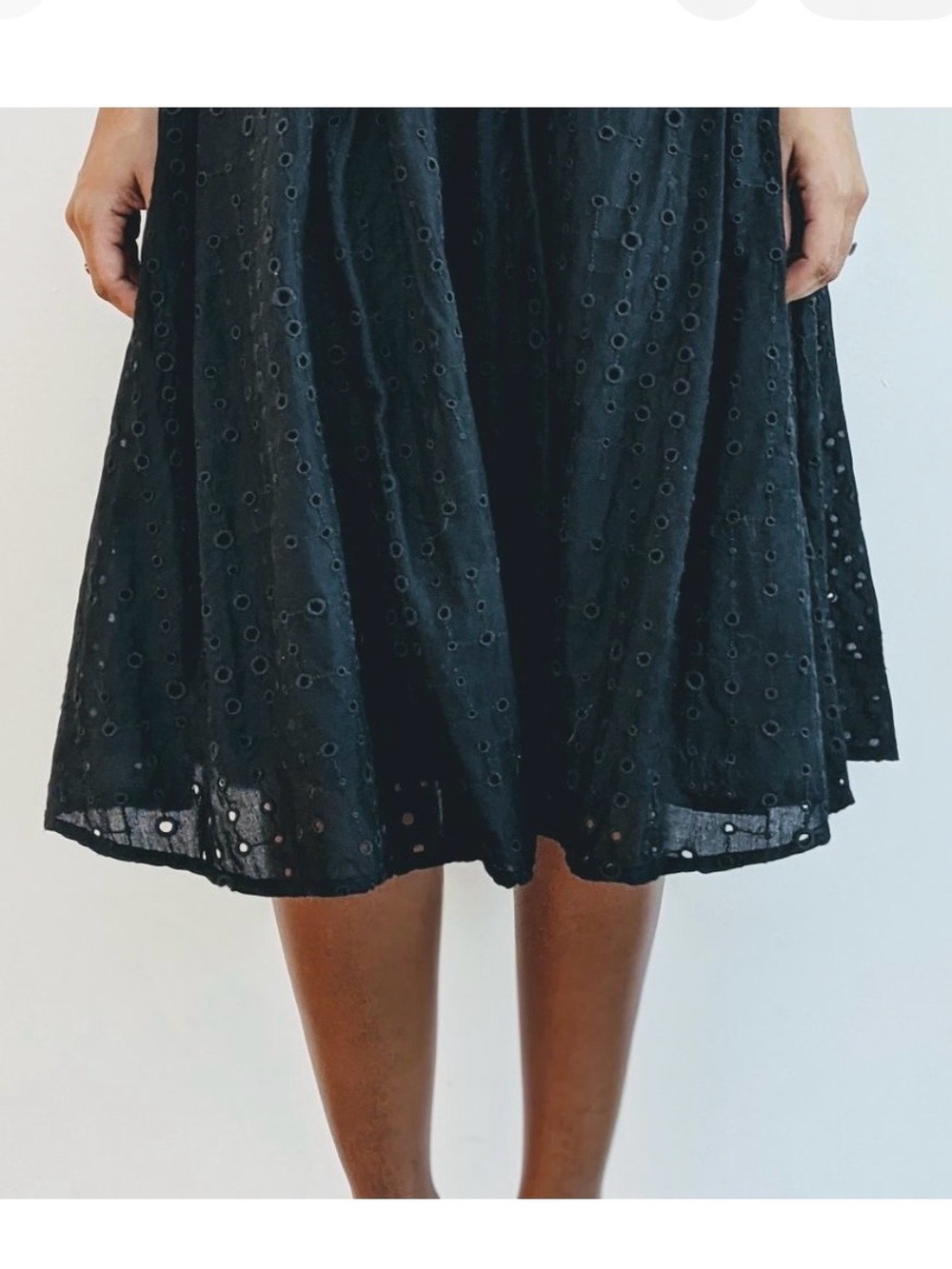 J. Crew Black Eyelet Midi Skirt